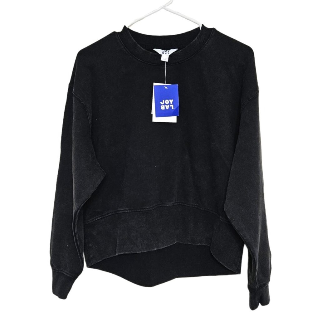 Joy Lab Womens Sweatshirt Pre-Faded Raglan Sleeves Size XL Black Pre-Faded New